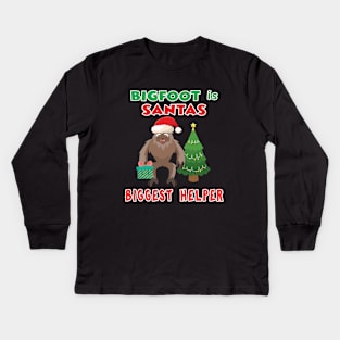 Santas Biggest Helper Squatchy Christmas Present. Kids Long Sleeve T-Shirt